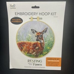 Resting Fawn By Abraham Hunter Embroidery Hoop Kit Intermediate Skill Level New